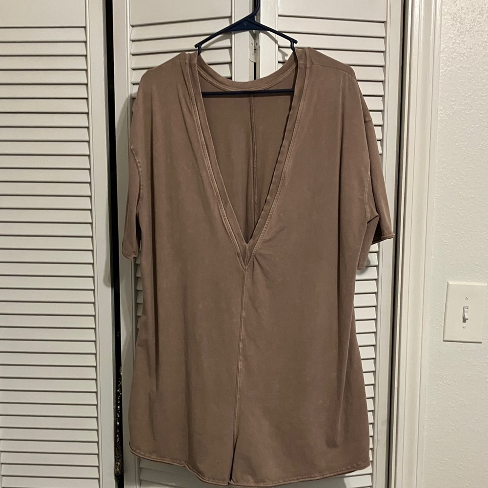 Free People Deep V-Neck Brown hot shot tee romper